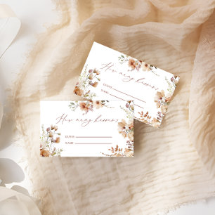 Rustic Neutral Boho Floral How Many Kisses Game Enclosure Card