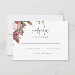 Rustic Neutral Boho Floral RSVP Invitation