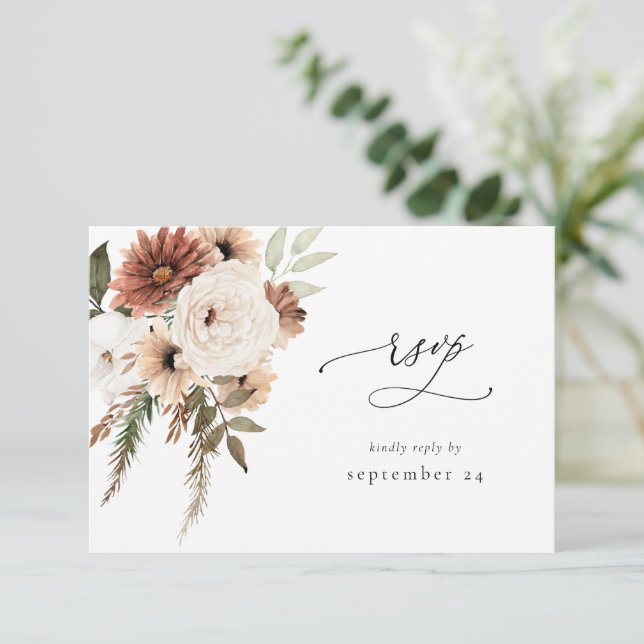 Rustic Neutral Boho Floral w Meal RSVP S2 (Standing Front)