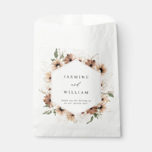 Rustic Neutral Boho Floral Wedding Favor Bag