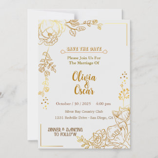 Rustic Neutral Boho Floral Wedding Invitation