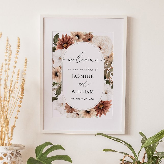 Rustic Neutral Boho Floral Welcome Sign (Creator Uploaded)