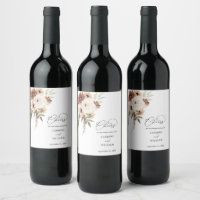 Rustic Neutral Boho Floral Wine Label 2