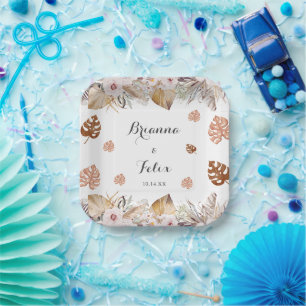 Rustic Neutral Boho Wedding Paper Plate