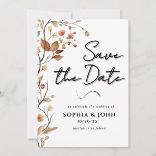 Rustic Neutral Botanical Elegant Save The Date