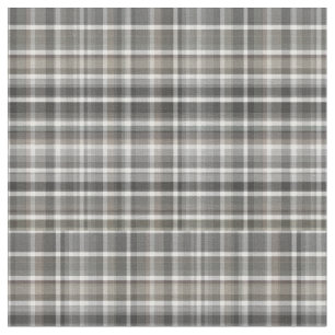 Rustic Neutral Brown Grey Plaid Print Fabric