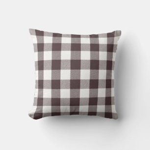 Rustic Neutral Brown White Gingham Buffalo Plaid  Cushion