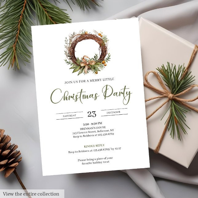 Rustic Neutral Earthy Cosy Watercolor Minimalist  Invitation (Rustic Neutral Earthy Cozy Watercolor Minimalist Christmas Party)