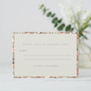 Rustic Neutral Earthy Floral Boho Minimal Wedding  RSVP Card