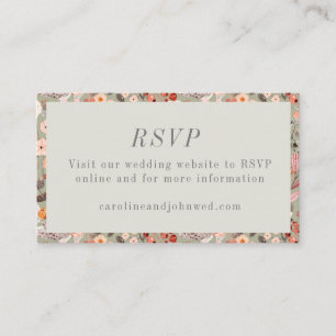 Rustic Neutral Earthy Floral Boho Wedding RSVP Enclosure Card