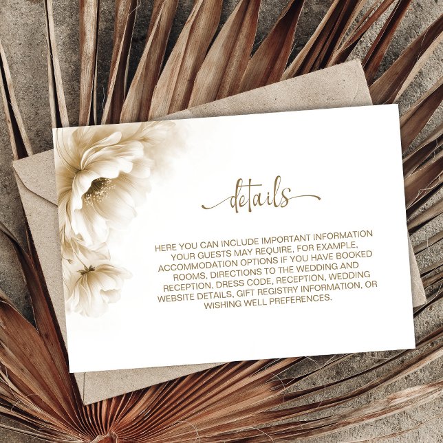 Rustic Neutral Floral Wedding Details Enclosure Card (Creator Uploaded)