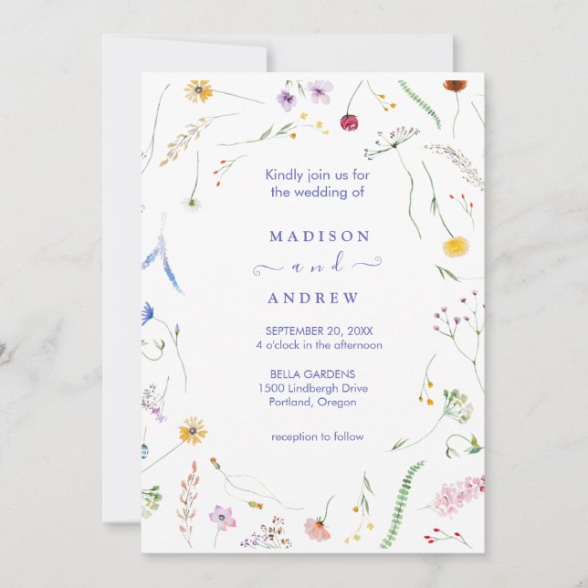 Rustic Neutral Floral Wedding Invitation (Front)