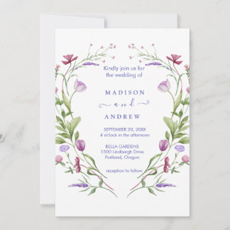 Rustic Neutral Floral Wedding Invitation