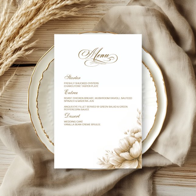 Rustic Neutral Floral Wedding Menu (Creator Uploaded)