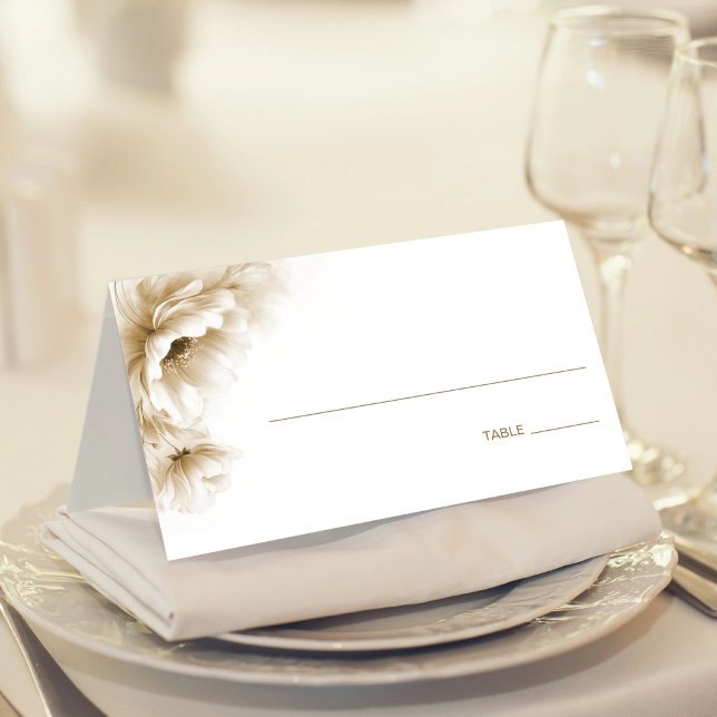 Rustic Neutral Floral Wedding Place Card (Creator Uploaded)