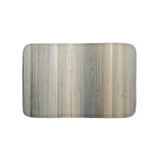 Rustic Neutral Gray Brown Abstract Stripe Bath Mat