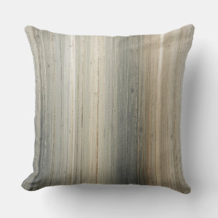 Rustic Neutral Gray Brown Abstract Stripe Cushion