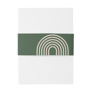 Rustic Neutral Green Arched Modern Wedding Invitation Belly Band