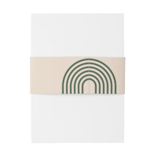 Rustic Neutral Green Arched Modern Wedding Invitation Belly Band