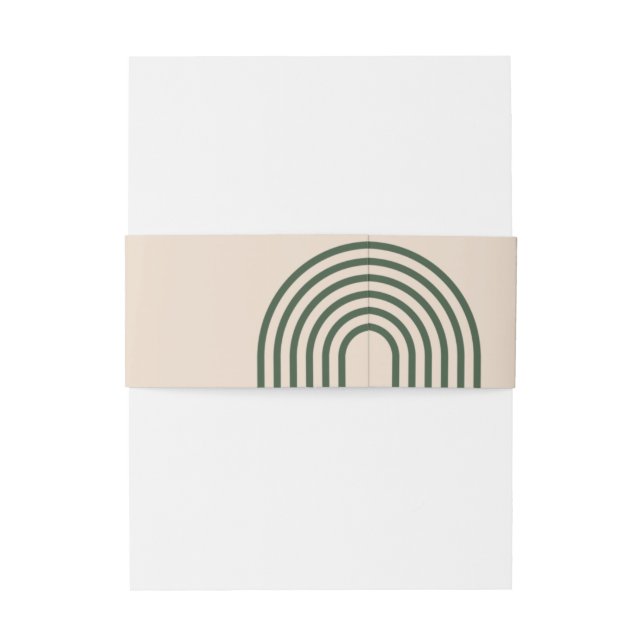 Rustic Neutral Green Arched Modern Wedding Invitation Belly Band (Back Example)