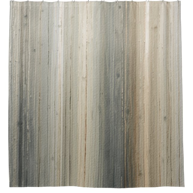 Rustic Neutral Grey Brown Abstract Stripe Shower Curtain (Front)