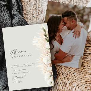 Rustic Neutral Minimalist Photo Wedding Invitation