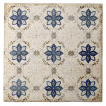 Rustic Neutral Navy Blue Ceramic Tile<br><div class="desc">Rustic faux texture of neutral colours & navy blue vintage pattern create a  farmhouse and cottage decor ceramic tile.  100% customer satisfaction with "Zazzle" every day.</div>