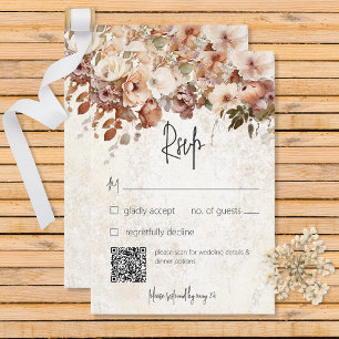 Rustic Neutral & Pink Floral Drop Wedding RSVP Card