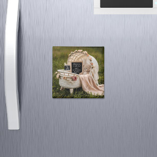 Rustic Neutral pregnancy announcement keepsake  Magnet