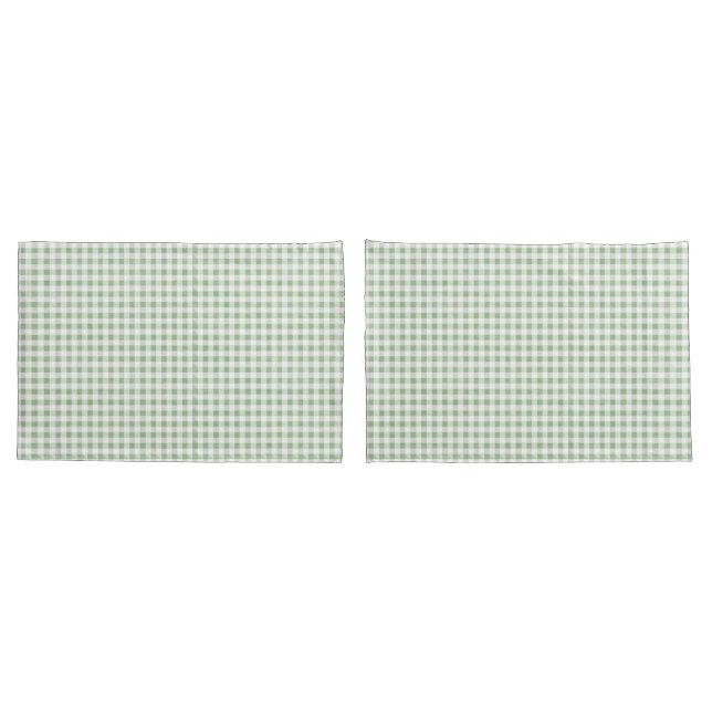 Rustic Neutral Sage Gingham Buffalo Plaid  Pillowcase (Back-Set)