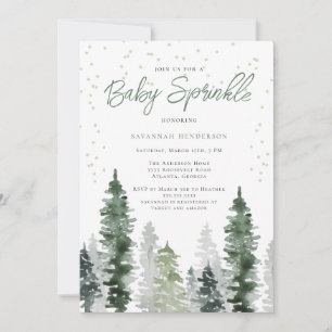 Rustic Neutral Sage Green Sprinkle Baby Shower Invitation
