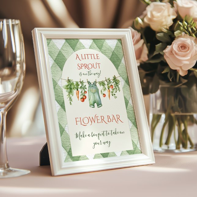 Rustic Neutral Sprout Baby Shower Flower Bar Poster (Creator Uploaded)