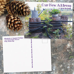 Rustic New Address Announcement Rope Watering Can Postcard