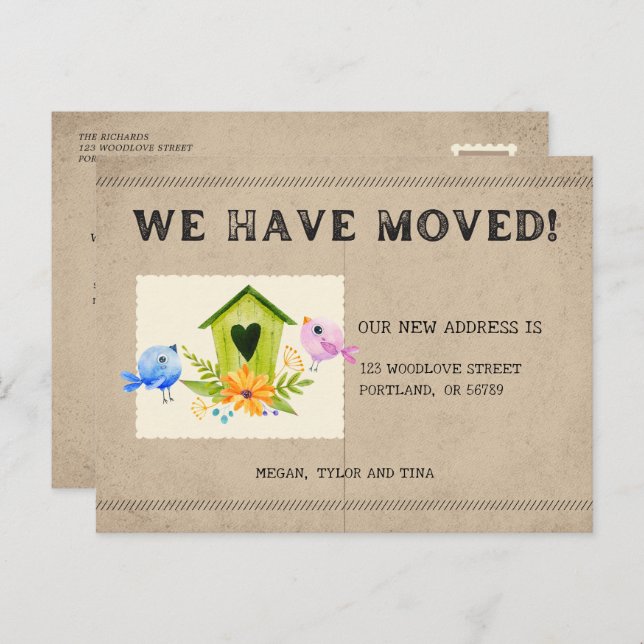 Rustic New Address Moving Announcement Postcard (Front/Back)
