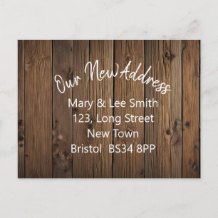 rustic new address postcard