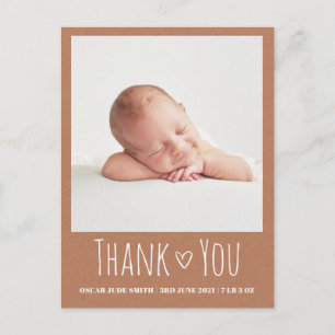 Rustic new baby cards, photo thank you card