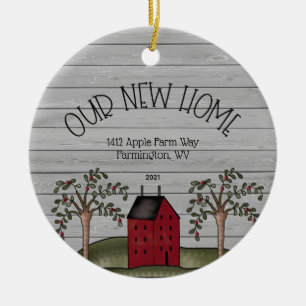 Rustic New Home First Christmas Custom Ceramic Orn Ceramic Tree Decoration