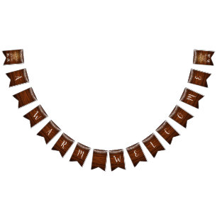 Rustic New Home Woodgrain & Fairy Lights Welcome Bunting