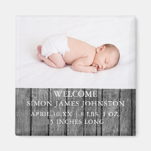 Rustic Newborn Announcement Magnet