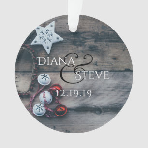 Rustic Newlyweds 1st Christmas Keepsake Monogram Ornament