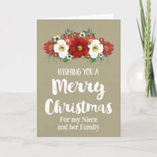 Rustic Niece & Family Merry Christmas Card