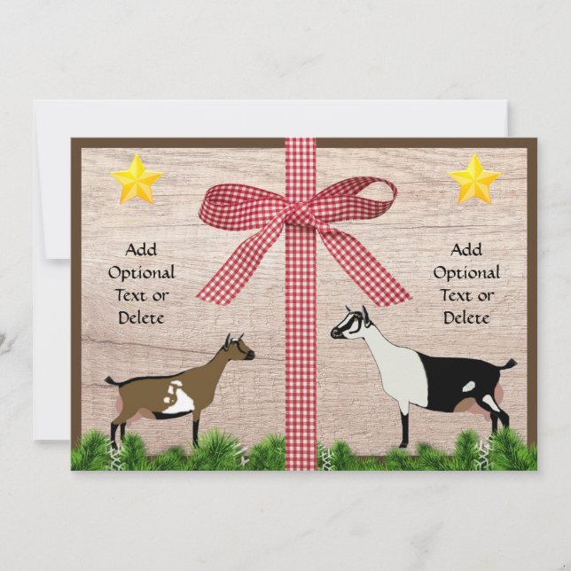 Rustic Nigerian and Alpine Goat Christmas Greeting Holiday Card (Front)