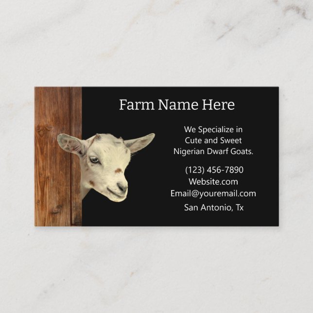 Rustic Nigerian Dwarf Dairy Goat Breeder Business Card (Front)