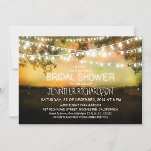 rustic night lights bridal shower invitations