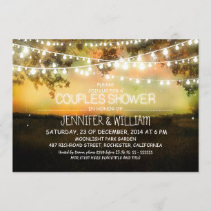 rustic night lights couples shower invitations