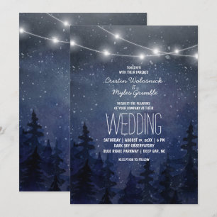 Rustic Night Sky Forest Wedding String Lights Invitation