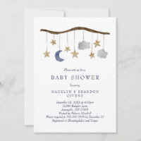 Rustic Night Sky Moon and Stars Mobile Baby Shower