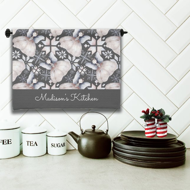 Rustic Nordic Fairies Folk Art Custom Name Tea Towel (Creator Uploaded)