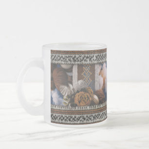 Rustic Nordic Knit Border Cozy Yarn Dream Frosted  Frosted Glass Coffee Mug