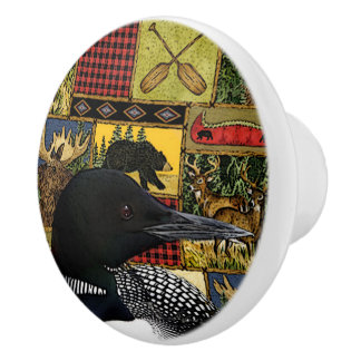 Rustic North Woods Wilderness Loon Ceramic Knob